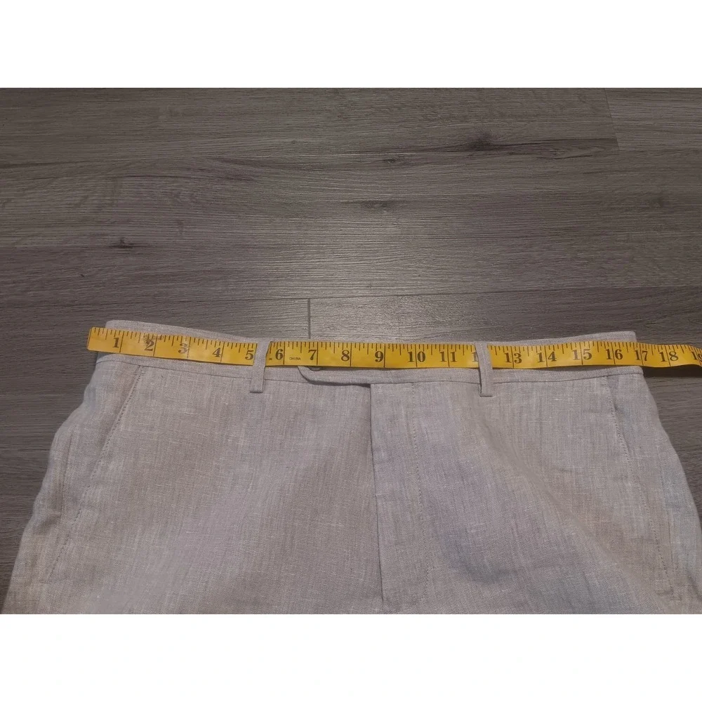 Joseph Abboud Men's‎ Gray 00% Linen Plaid Dress Pants Size 34x32 Actual 34x29.5